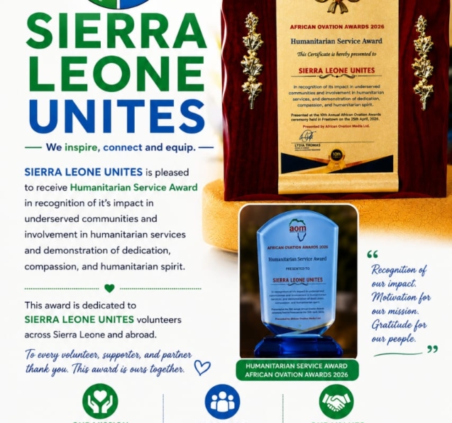 Sierra Leone Unites Receives Humanitarian Service Award