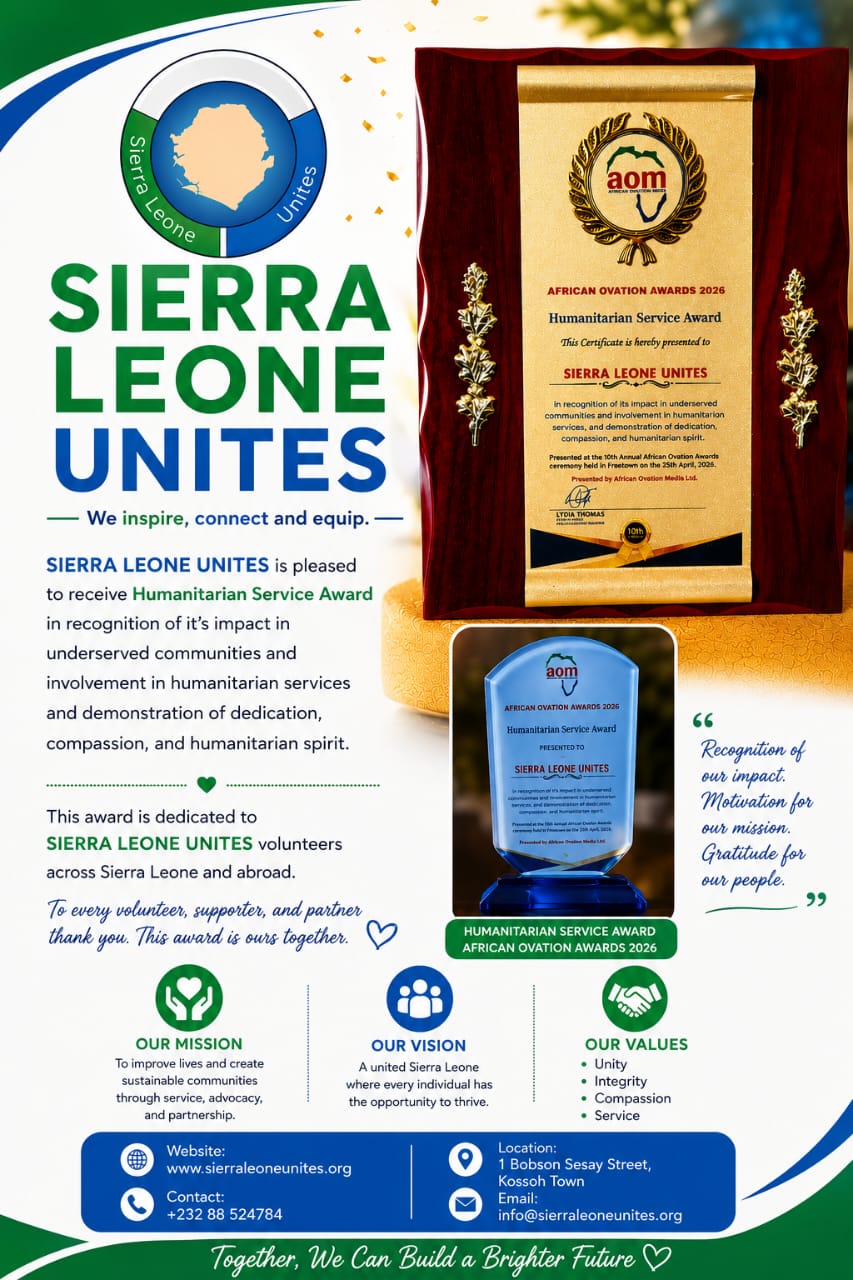 Sierra Leone Unites Receives Humanitarian Service Award